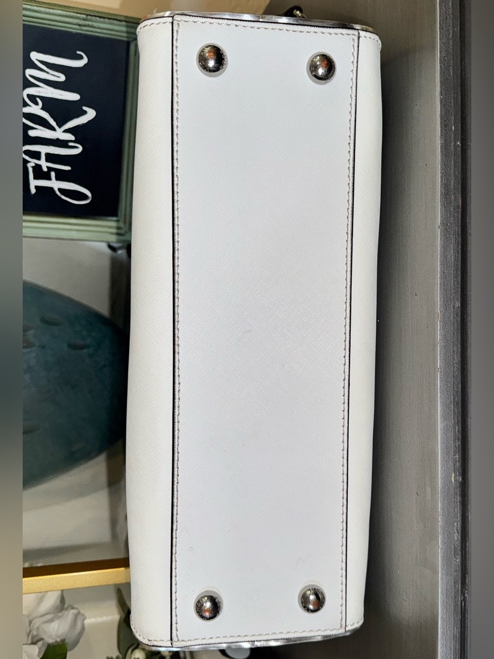 Michael Kors Hamilton White Saffiano Satchel w Silver Hardware & Working Lock - Picture 11 of 14